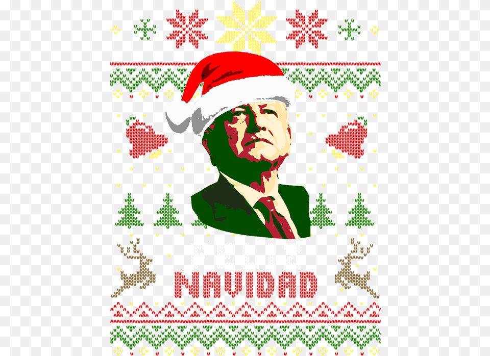 Amlo President Of Mexico Feliz Navidad Christmas Sweatshirt Illustration, Elf, Adult, Person, Man Free Png Download