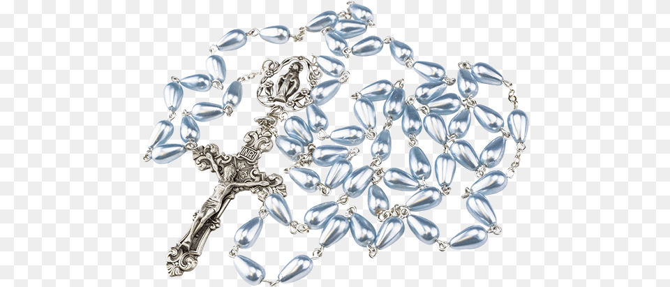 Amm R242 Light Blue Pearl Teardrop Rosary Rosary, Accessories, Bracelet, Jewelry, Chandelier Png Image