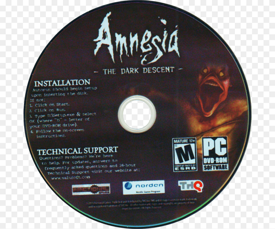 Amnesia The Dark Descent, Disk, Dvd, Animal, Mammal Free Png