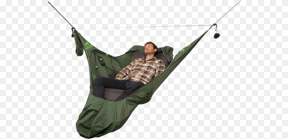 Amok Equipment Draumr Camping Hammock How It Works Stomach Sleeping Hammock, Furniture, Adult, Male, Man Free Png Download