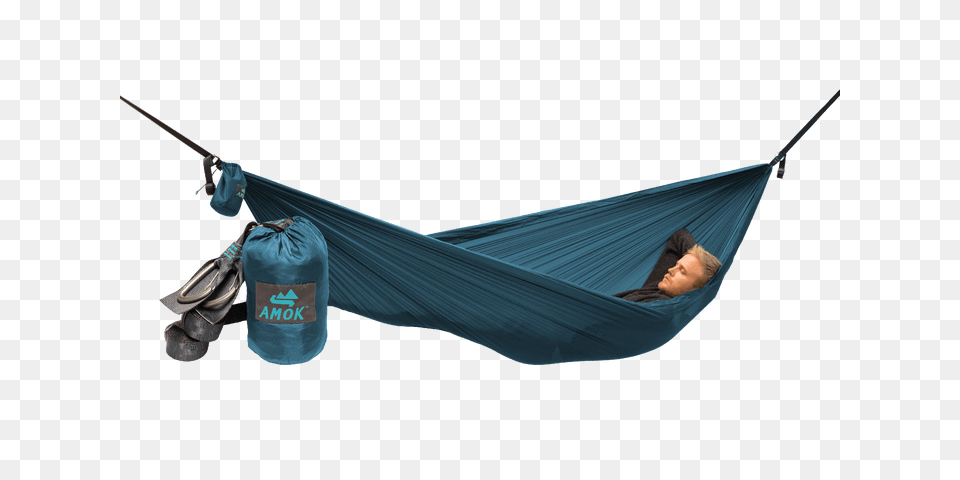 Amok Segl Ultralight Hammock With Suspension Kit, Furniture, Adult, Male, Man Free Transparent Png