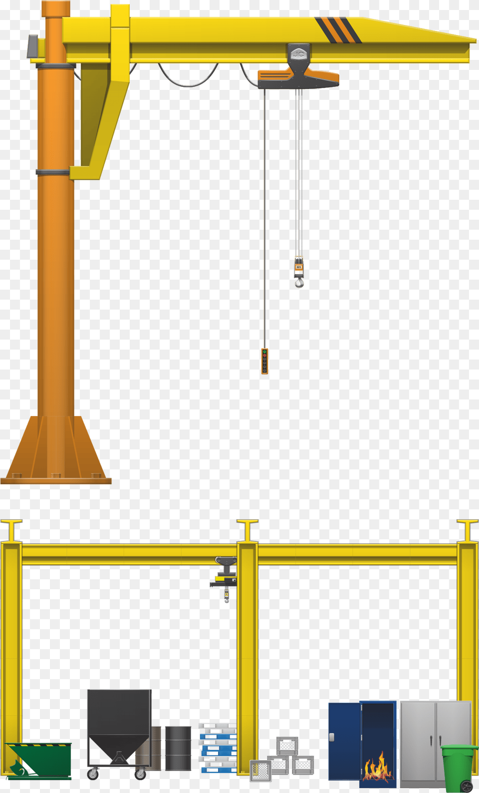 Among All Of The Static Warehouse Items Fire An Important Crane, Construction, Construction Crane Png
