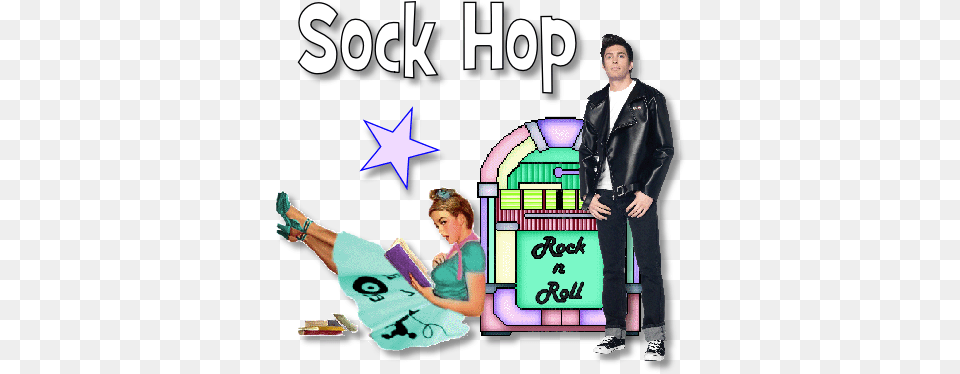 Amp 6039s Sock Hop Dance Held Friday January 22nd Men39s Grease T Bird Leather Jacket Costume Black, Clothing, Coat, Adult, Person Free Transparent Png