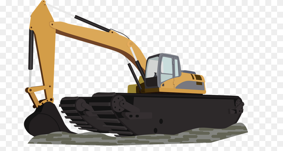 Amphibious Excavator Clipart, Machine, Bulldozer Png