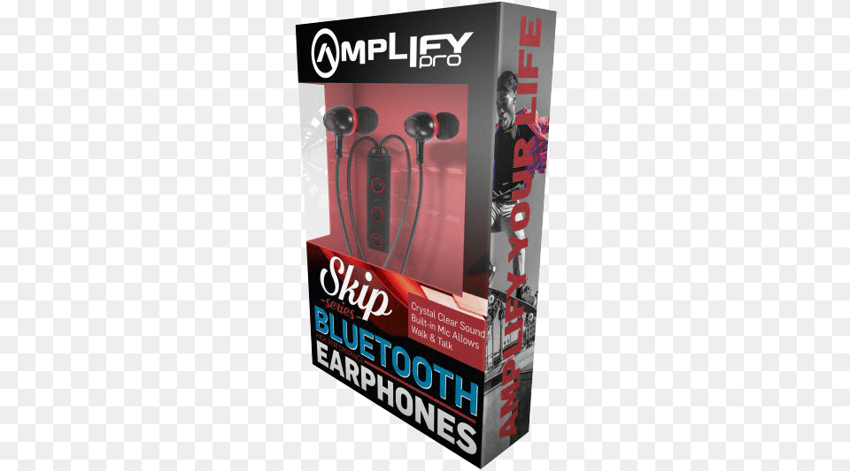 Amplify Pro Bluetooth Earphones Skip Series Black Red, Advertisement, Electrical Device, Microphone, Poster Free Transparent Png