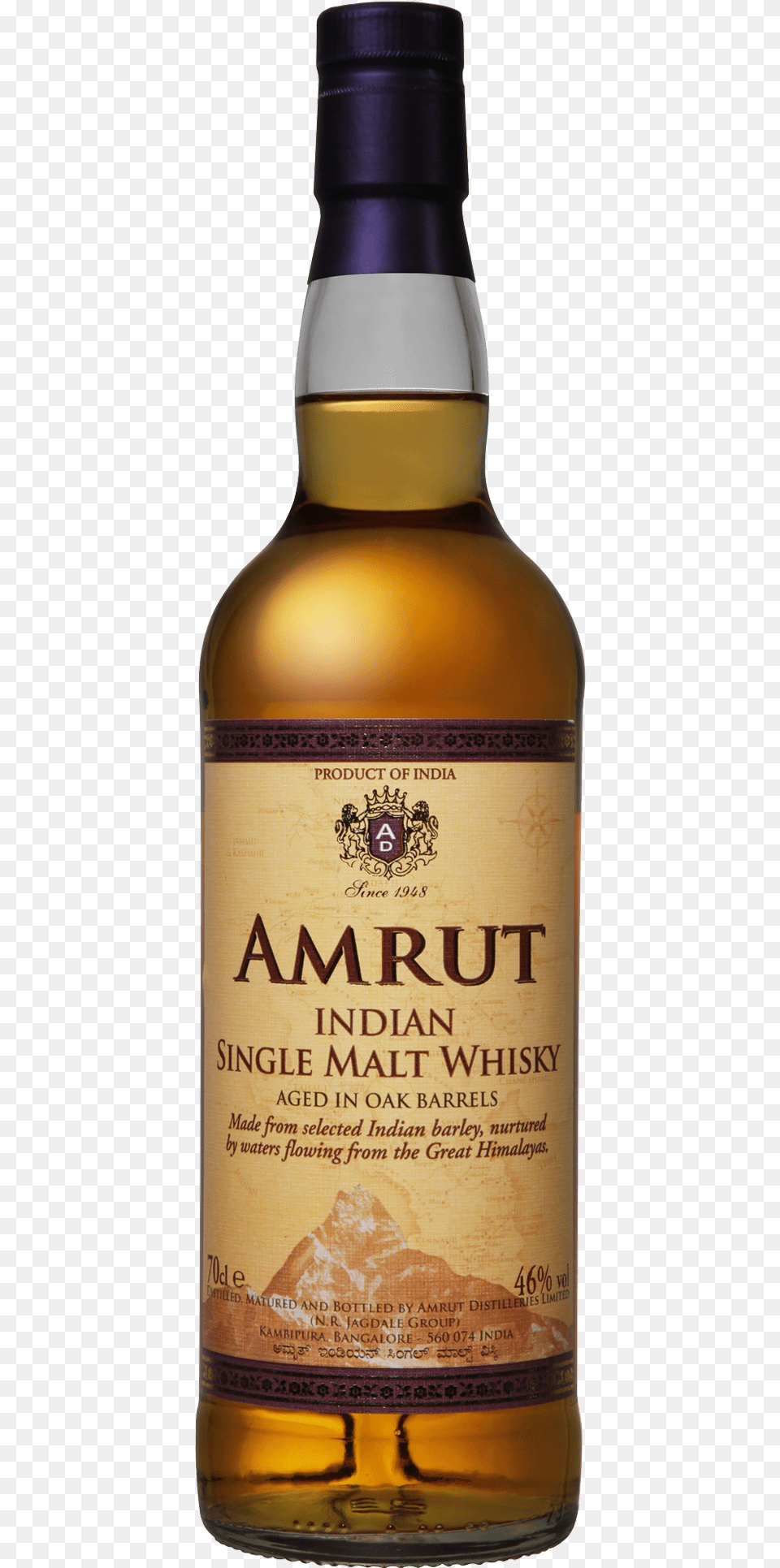 Amrut Single Malt Indian Whisky 700ml Amrut Single Malt Whiskey Cask Malt, Alcohol, Beverage, Liquor, Beer Free Png