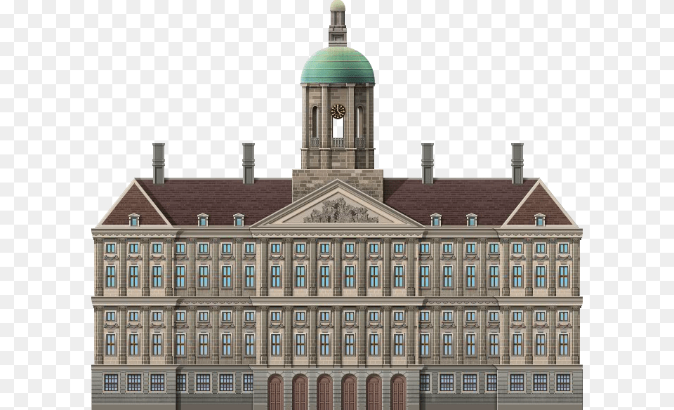 Amsterdam Palace Palace, Architecture, Building, City, Clock Tower Png Image