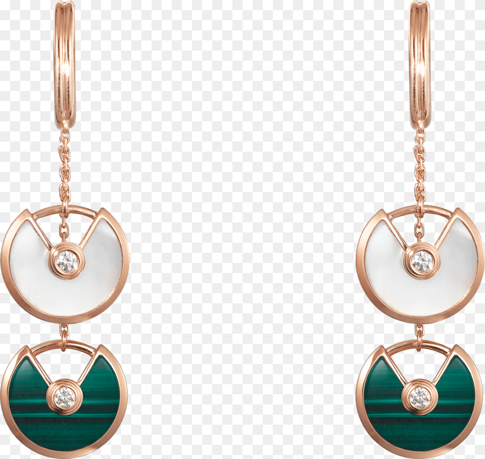 Amulette De Cartier Earringspink Gold Malachite White Amulette De Cartier Earrings, Accessories, Earring, Jewelry, Gemstone Free Png