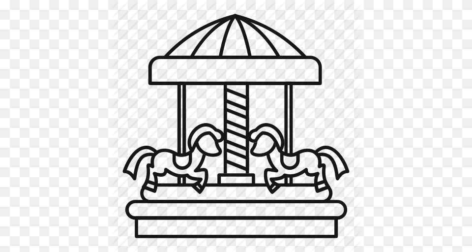 Amusement Carnival Carousel Line Outline Park Round Icon, Gate, Outdoors Free Png