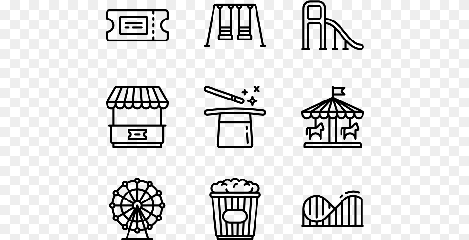 Amusement Park Lineal Hip Hop Icons, Gray Png