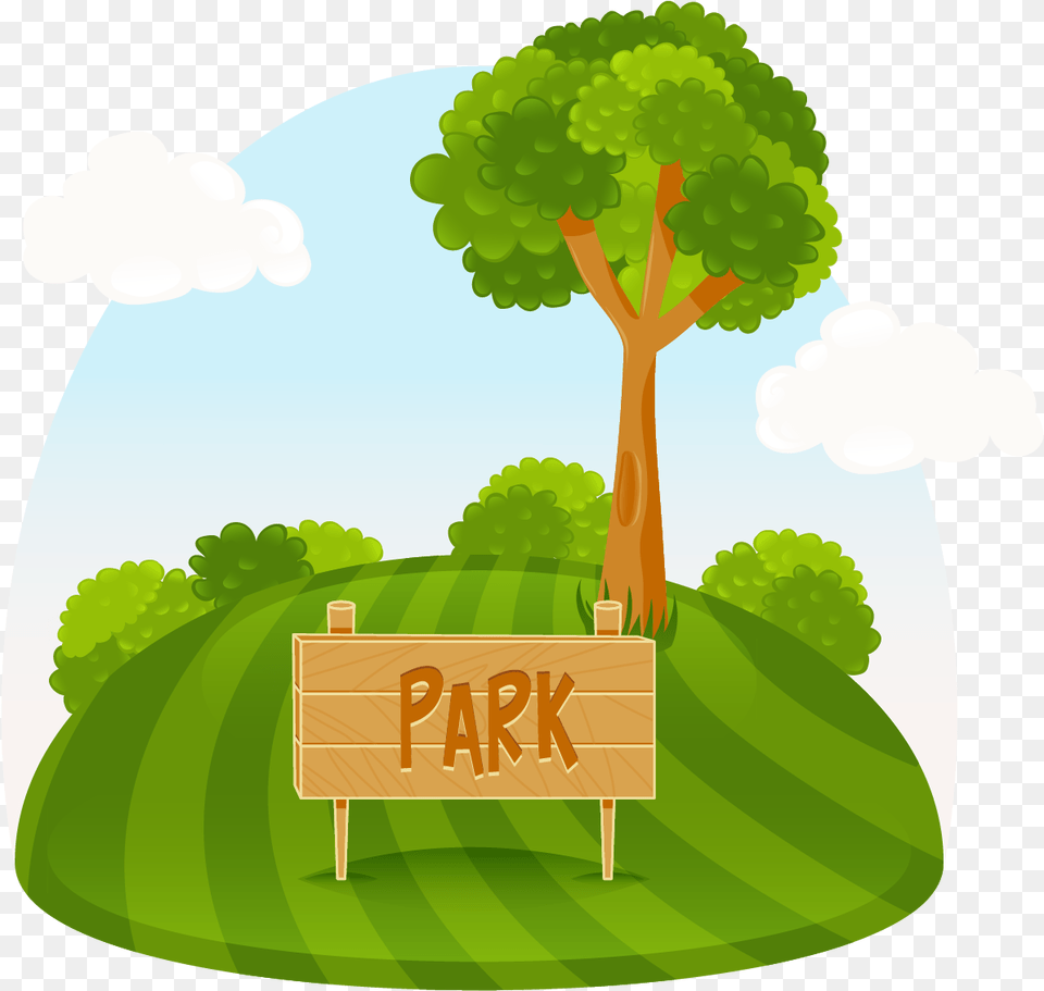 Amusement Park Tree Illustration Park Clipart, Vegetation, Plant, Green, Grass Free Png