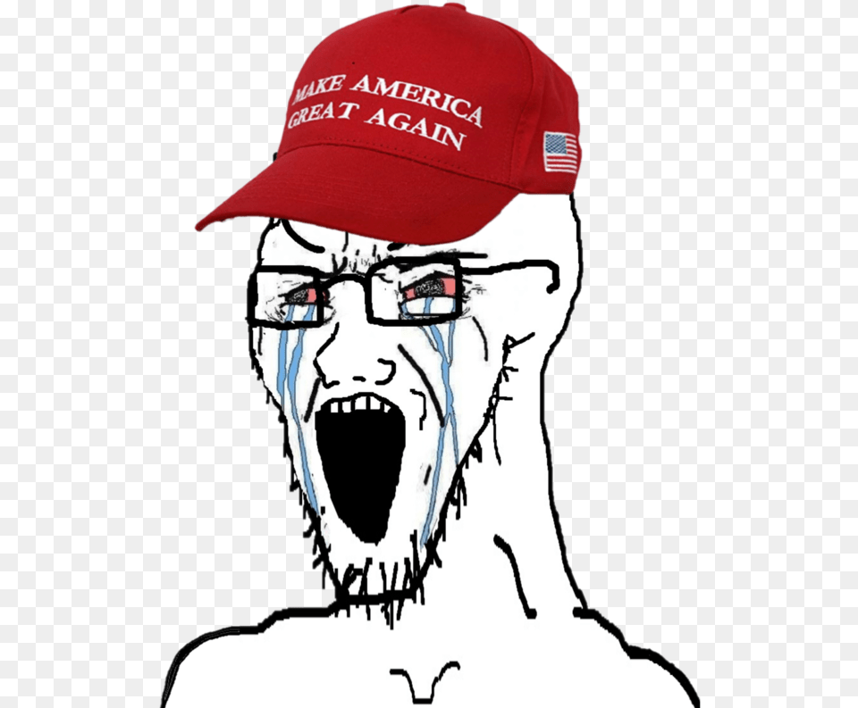 An Angry Maga Soyjak Soy Boy Face Know Your Meme Soyjack Crying, Baseball Cap, Cap, Clothing, Hat Free Png