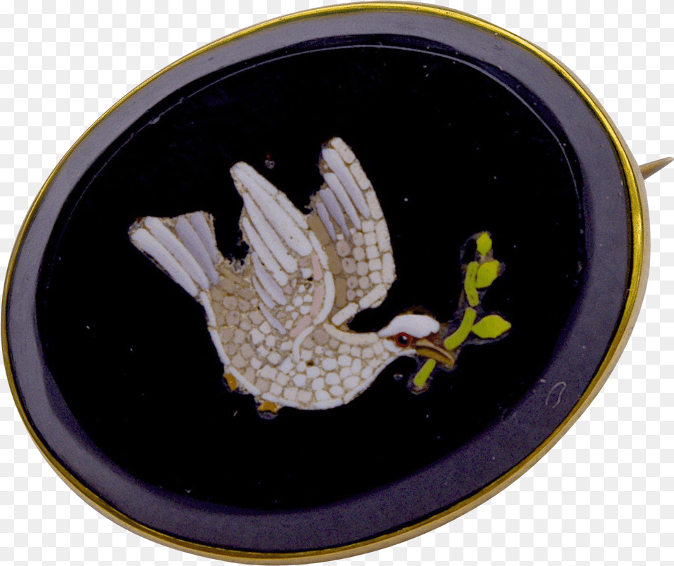 An Antique Victorian Oval Brooch With Inset Micro Mosaic Eagle, Food, Food Presentation, Meal, Dish Png Image