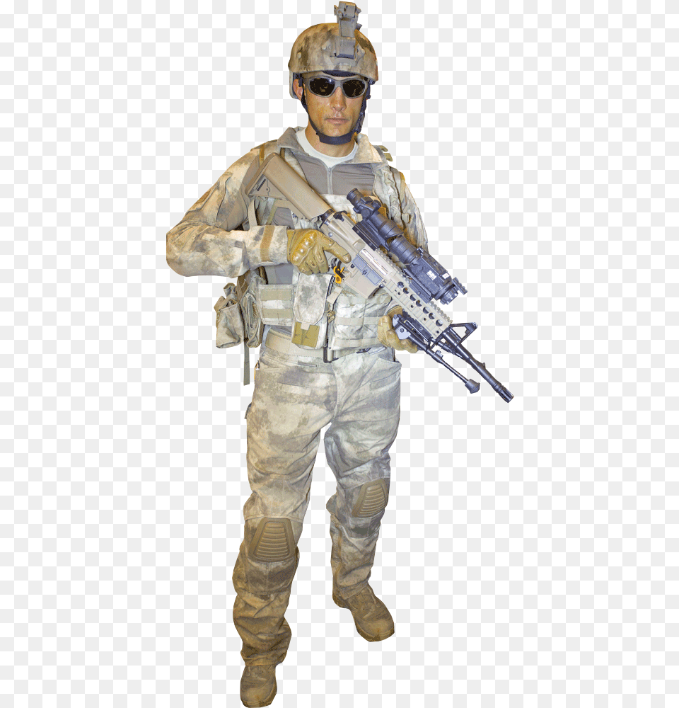 An Army Operator Showing His Thermal Scopes Mounted Sniper, Adult, Person, People, Man Free Png Download