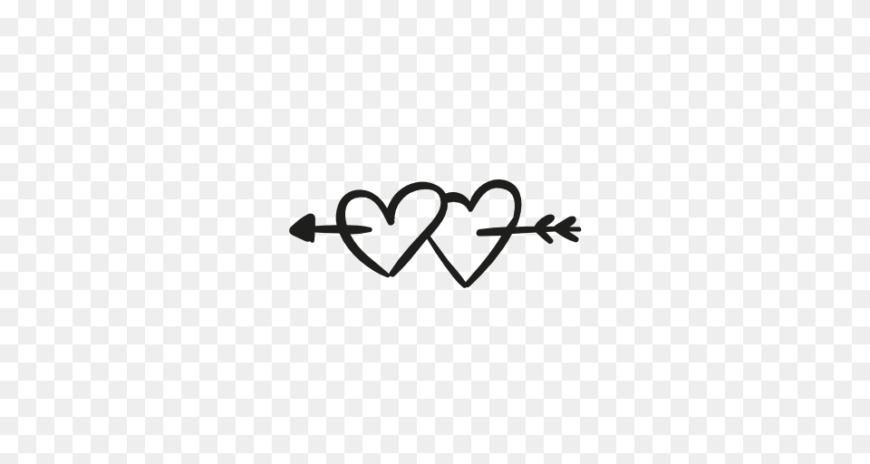 An Arrow Piercing Two Hearts Symbols Icons Logo, Stencil, Heart Free Png Download