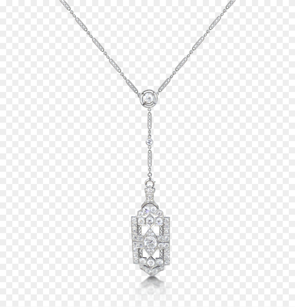 An Art Deco Style Diamond Pendant Necklace, Accessories, Jewelry, Gemstone Png