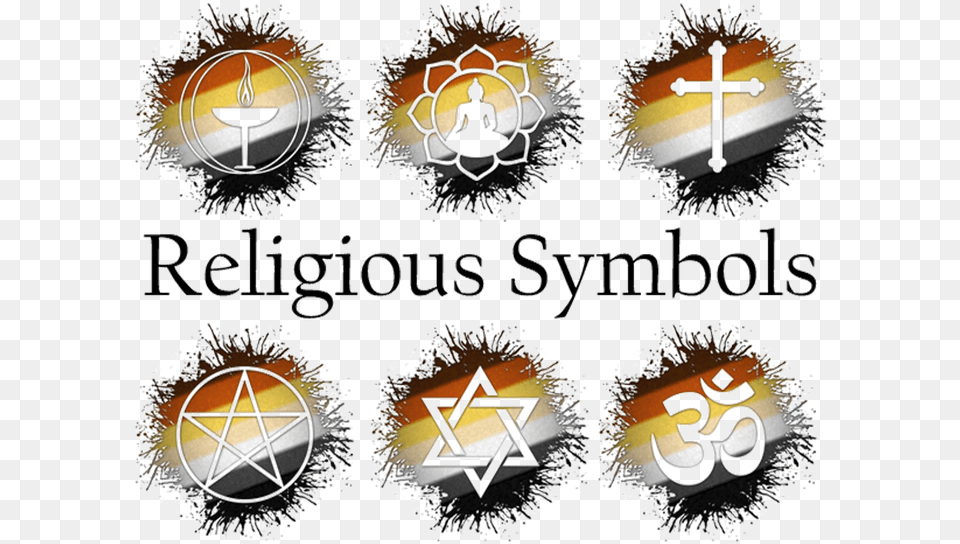 An Assortment Of Various Religious Symbols In Bear Lgbt Flag Religions Symbols, Symbol, Cross, Accessories, Art Free Png