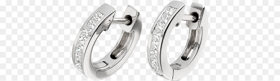 An Elegant Pair Of Princess Cut Diamond Hoop Earrings Diamond Hoop Earrings, Accessories, Gemstone, Jewelry, Platinum Free Png