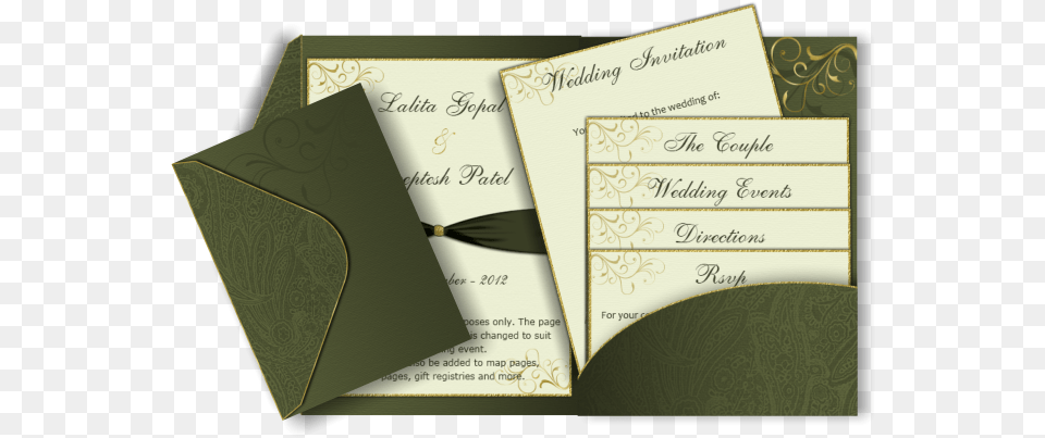 An Email Marriage Invitation Using Our Unique Pocket Dark Green Wedding Invites, Envelope, Mail, Text, Greeting Card Png Image