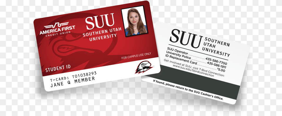 An Example Of A Standard Suu T Card University Student Id Card, Text, Document, Business Card, Paper Free Png Download