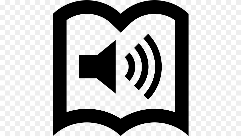 An Icon Outline Of A Book With A Speaker In The Center Audiobook Icon, Gray Png Image