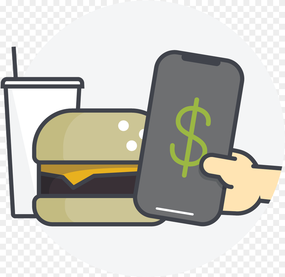 An Icon Showing A Phone Paying For A Meal, Computer Hardware, Electronics, Hardware, Bulldozer Free Png