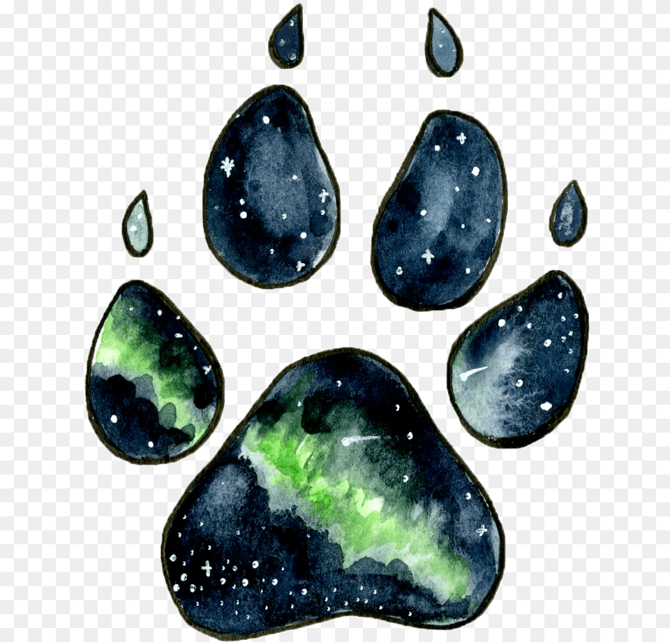 An Illustration Of A Galaxy Printed Wolf Paw Imprint Galaxy Wolf Paw Print, Accessories, Jewelry, Gemstone, Footwear Free Transparent Png