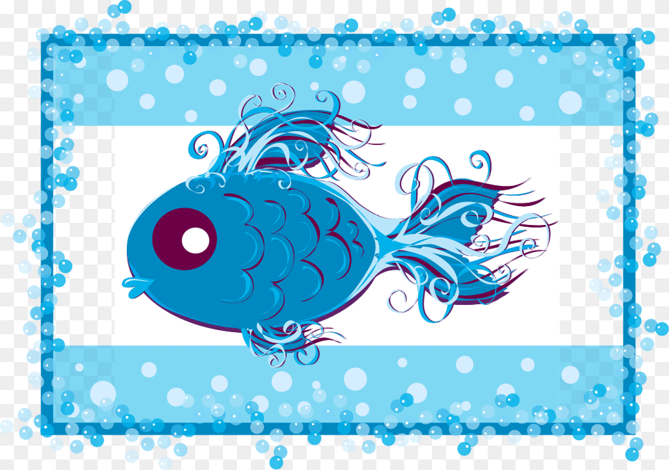 An Illustration Of An Artistic Blue Fish Swimming On, Pattern, Water, Art, Graphics Png