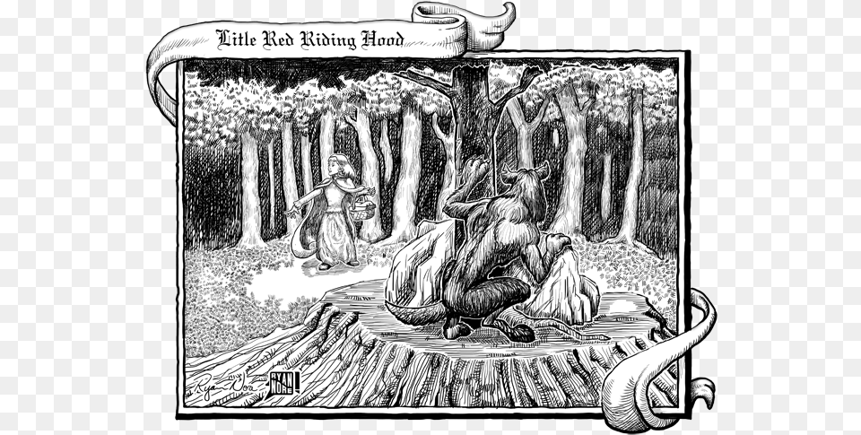 An Illustration Of The Classic Fairy Tale Little Red Little Red Riding Hood Classic Illustration, Publication, Book, Comics, Art Free Png Download