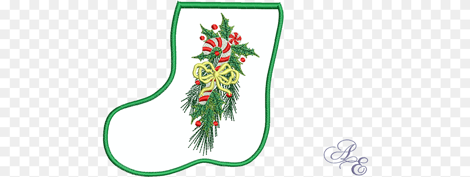 An In The Hoop Stocking Decorated With A Pine Bough Art, Christmas, Christmas Decorations, Festival, Clothing Free Transparent Png