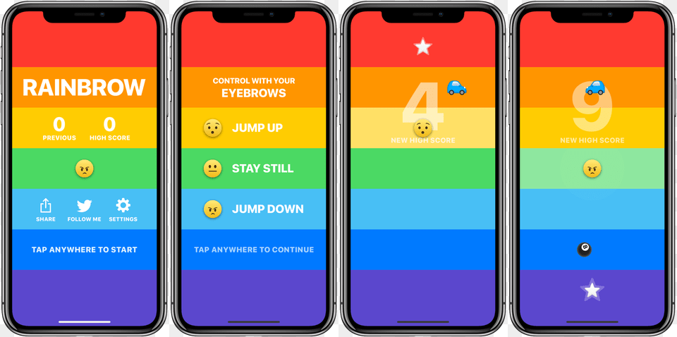An Interesting Eyebrow Controlled Arcade Game Designed Rainbow Wallpaper Iphone X, Electronics, Mobile Phone, Phone Free Png