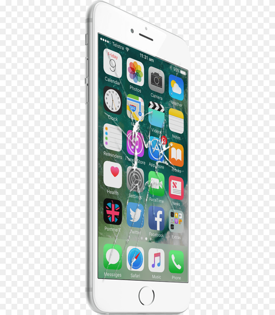 An Iphone 6 With Smashed Screen Iphone, Electronics, Mobile Phone, Phone Png Image