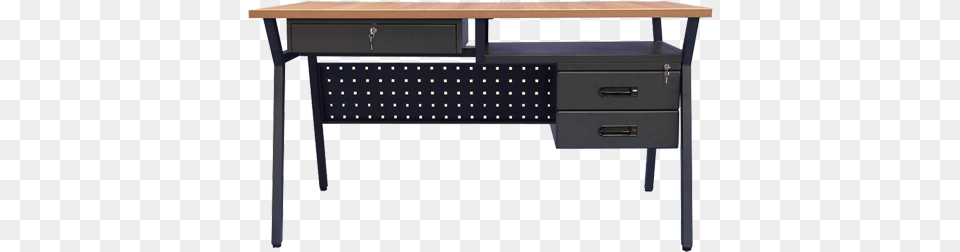 An Office Table With Imitated Wooden Desk And Steel Based Desk, Furniture, Drawer, Computer, Electronics Free Png