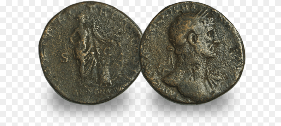 An Original Roman Sestertius Coin Around 2000 Years Dime, Money, Nickel Free Png Download