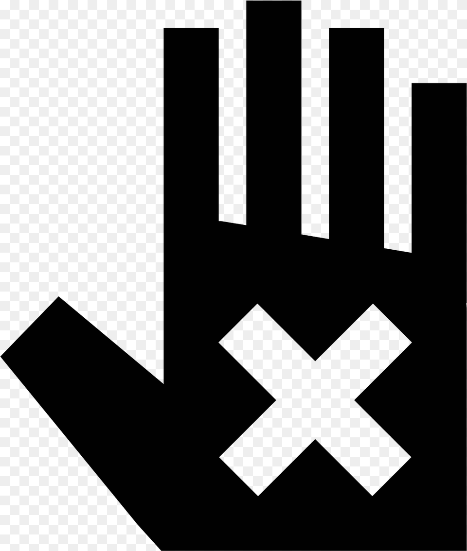 An Outline Of A Hand Is Held Up Facing You With An The Xx, Gray Free Png Download