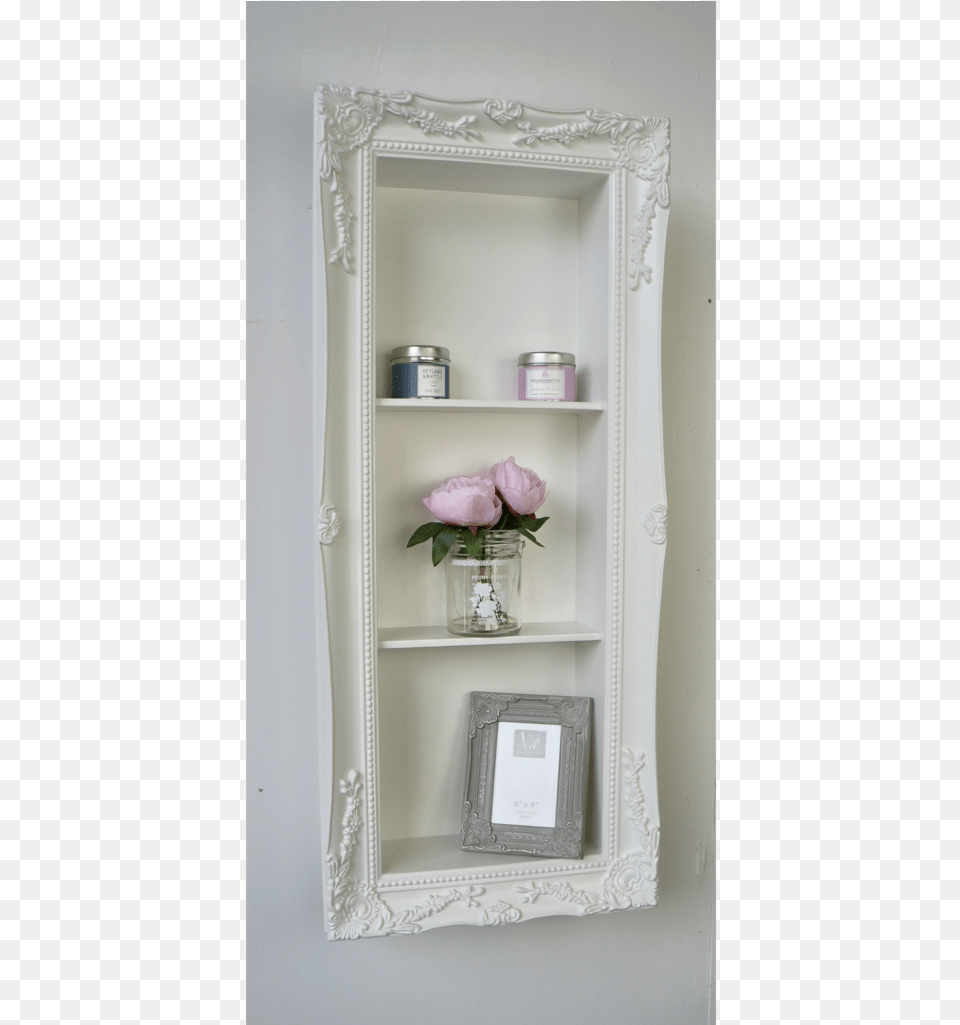 An Overall View Of This Distinctive Shelf In A Typical Shabby Chic Shelf, Cabinet, Flower, Furniture, Plant Free Png Download