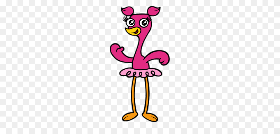 Anabella The Flamingo Waving, Cartoon, Purple Png