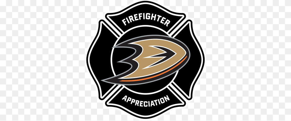 Anaheim Ducks Powered By Spinzo Fire Department Firefighter Flag, Emblem, Symbol, Logo, Ammunition Free Transparent Png