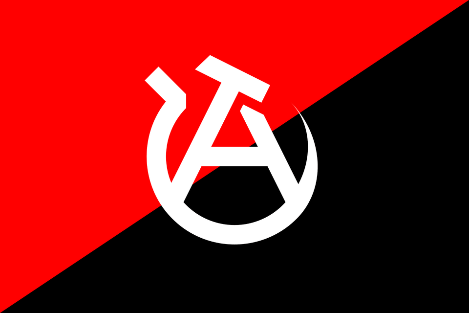 Anarcho Communist Flag With Logo Clipart, Symbol, First Aid Free Png