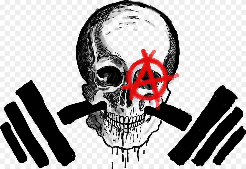 Anarchy Barbell Skull, Cross, Symbol, Logo, Aircraft Free Transparent Png