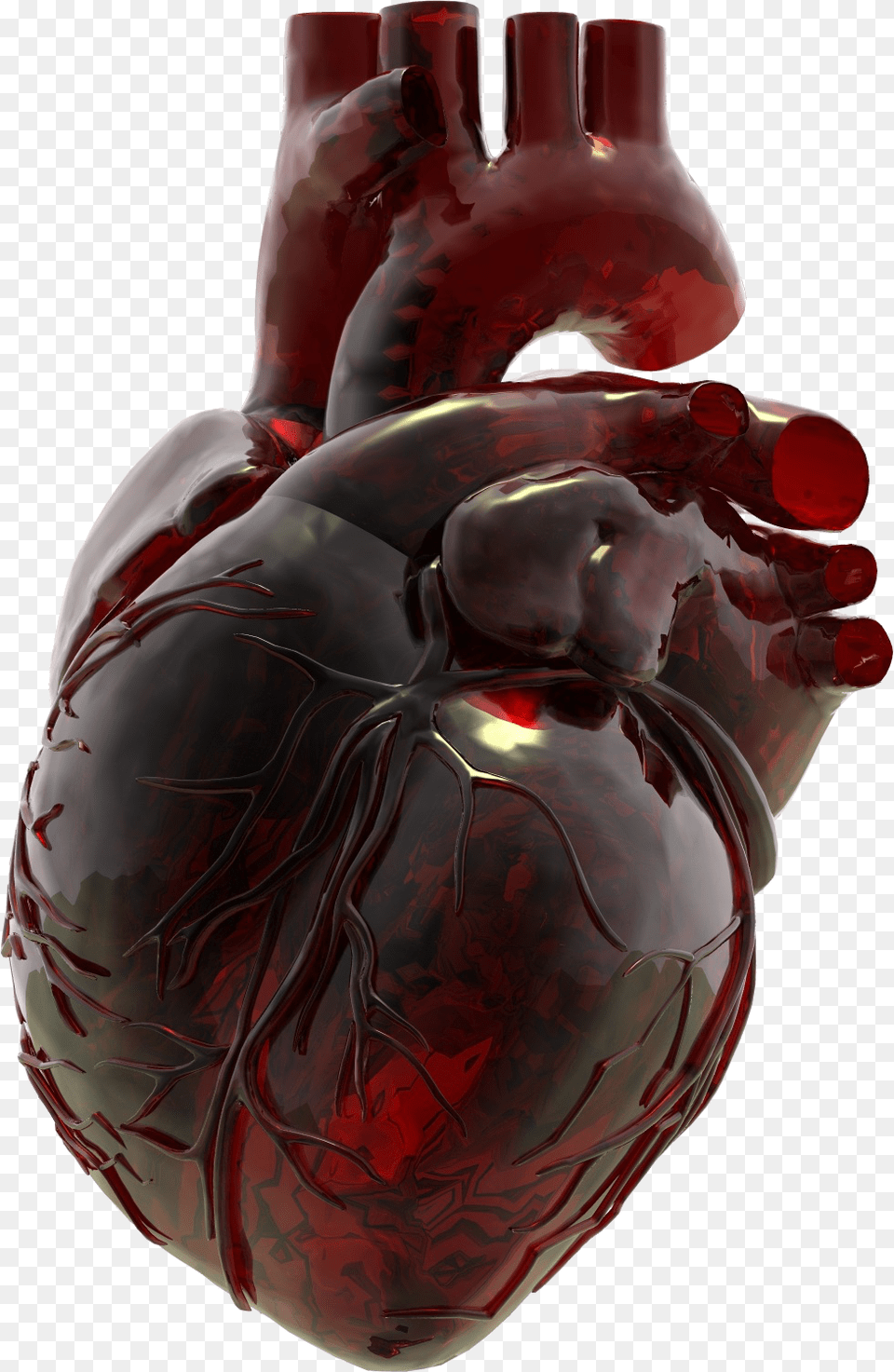 Anatomical Heart Red Glass Heart Art Human Heart Anatomical Glass Heart, Jar, Pottery, Vase Free Png Download
