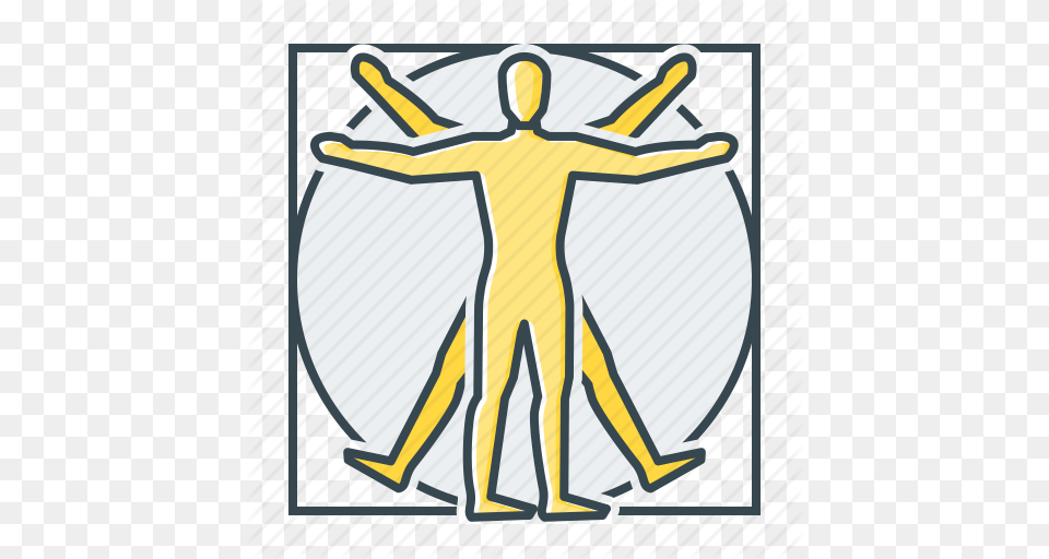 Anatomy Da Vinci Philosophy Science Vitruvian Man Icon, Cross, Symbol, Art, Back Png