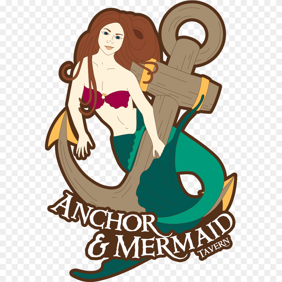 Anchor Amp Mermaid Tavern Logo Mermaid Anchor, Publication, Book, Electronics, Hardware Free Transparent Png