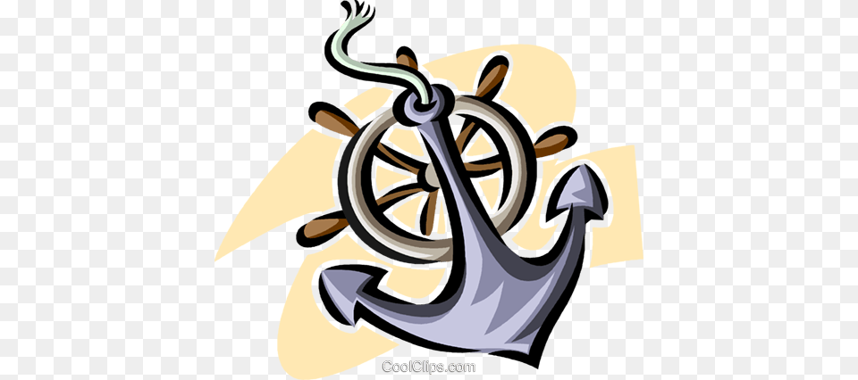 Anchor And A Ships Helm Royalty Vector Clip Art Illustration, Electronics, Hardware, Hook, Person Free Transparent Png