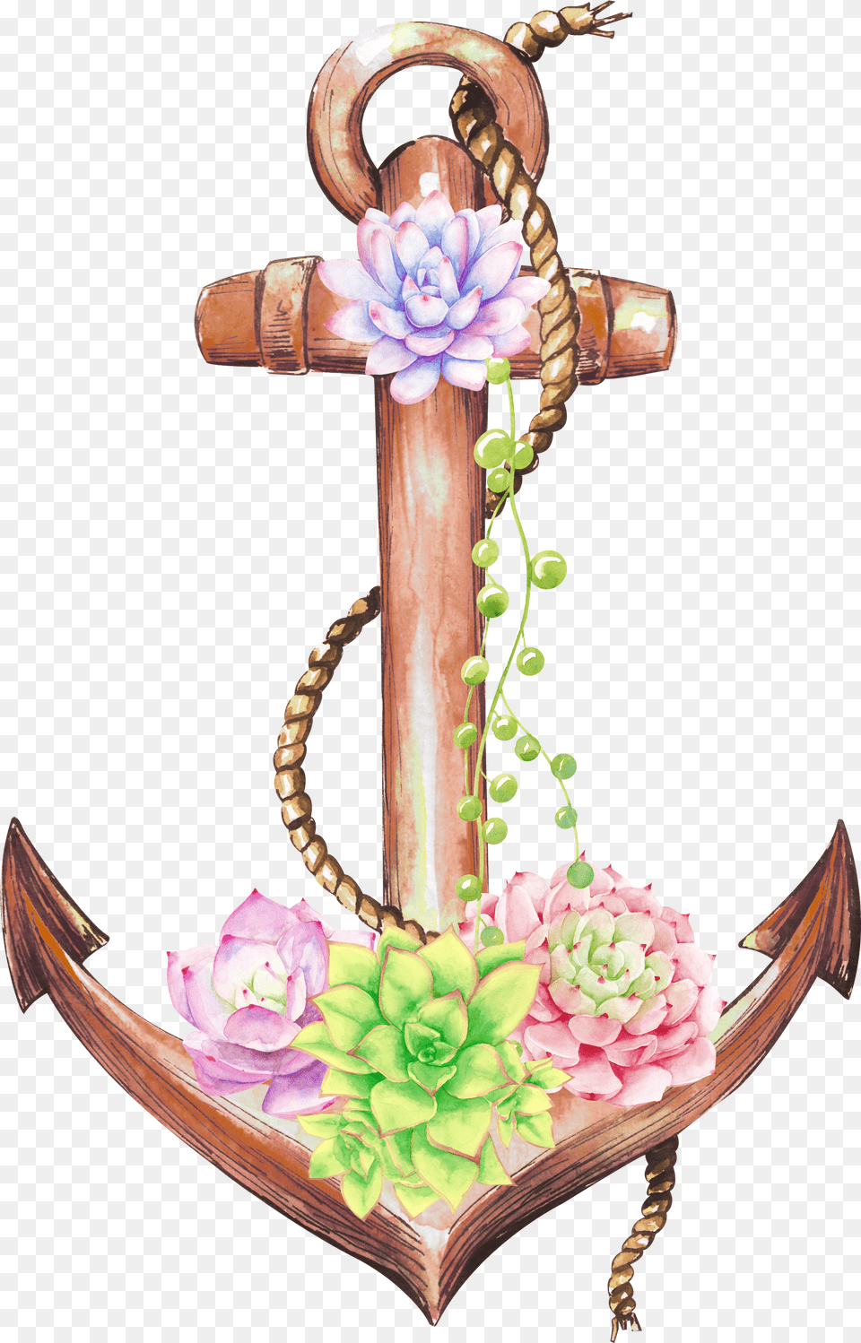 Anchor Flower Clipart Watercolor Clipart Png