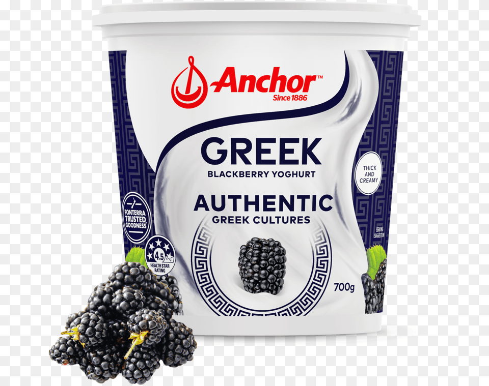 Anchor Greek Blackberry Yoghurt Anchor Greek Yoghurt, Berry, Produce, Plant, Fruit Free Png Download