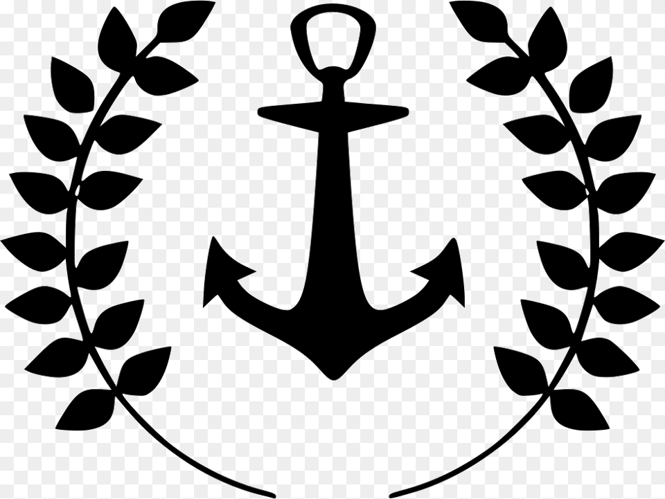 Anchor Laurels Sailor Marine Tattoo Icon, Electronics, Hardware, Hook, Emblem Free Transparent Png