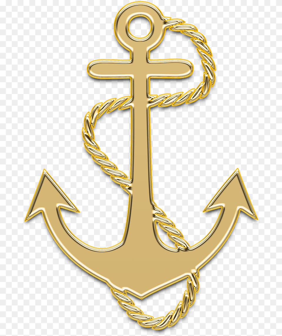 Anchor Marine Sea Gold Anchor Navy, Electronics, Hardware, Hook, Cross Free Png