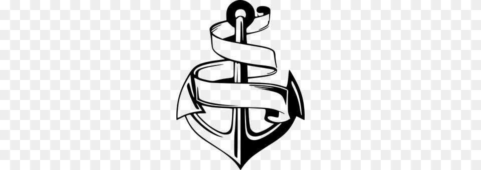 Anchor Nautical Symbol Emblem Speech Boxes And Ribbons, Gray Png Image