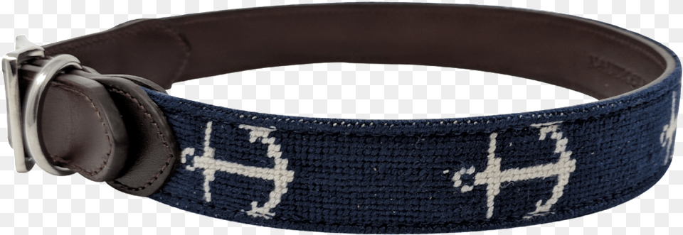 Anchor Needlepoint Leather Dog Collar Unisex, Accessories, Belt Png Image